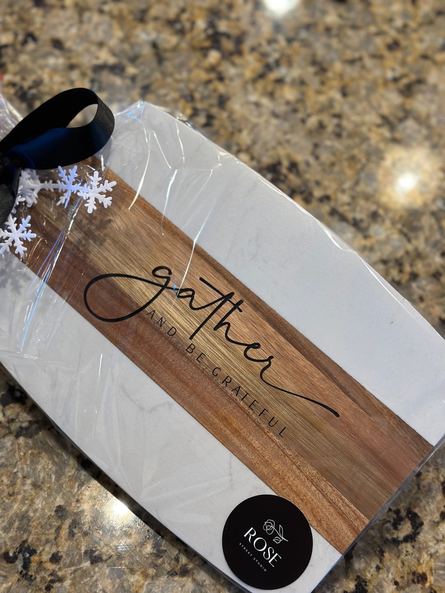 Acacia & Marble Serving Board with handle